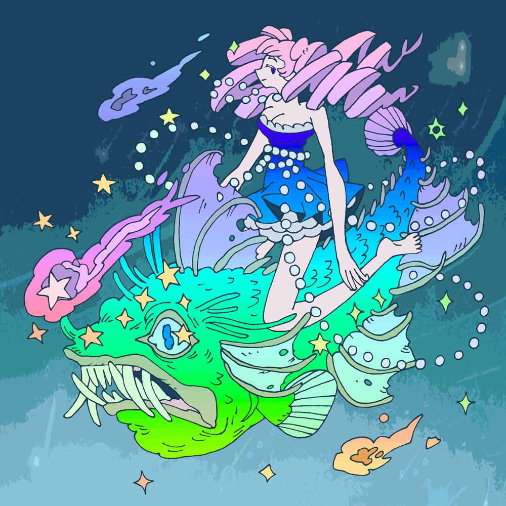 暗い深海の中 私が道を照らしてあげましょう あなたの魚見せてください かろやかにシャワンのイラスト 暗い深海の中 私が道を照らしてあげましょう あなたの魚見せてください かろやかにシャワンのイラスト