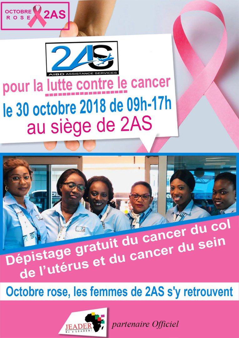 jeadercommunity's tweet image. #OCTOBREROSE 
Les femmes de 2AS et la Direction Générale, en partenatiat avec JEADER, organisent une journée de dépistage du cancer du col de l'utérus et du cancer du sein. RV ce mardi 30 octobre 2018 de 09 à 17h00 à la Direction générale de #2AS à #AIBD. 
#kebetu #jeader