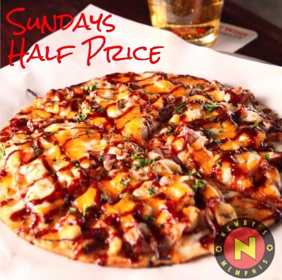 Happy Sunday! Enjoy all the NFL action and half price pizza all day! 🏈 #SeeYouAtNewbys