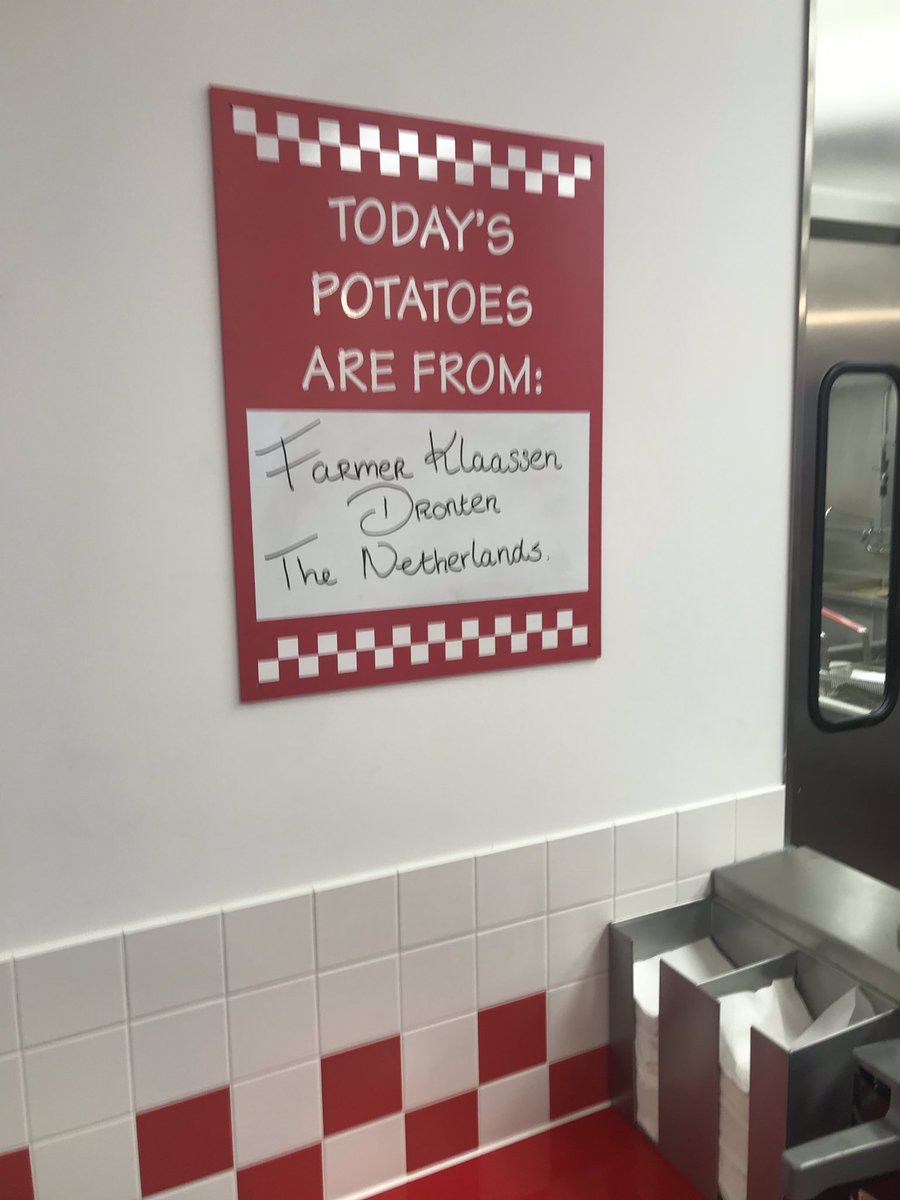 BlitAgro's tweet photo. Vandaag lekkere burger met echte Flevo Fries gegeten bij @FiveGuys in #almere. Mooi concept met de beste piepers, vers bereidt. https://t.co/OIgaY6DmMC