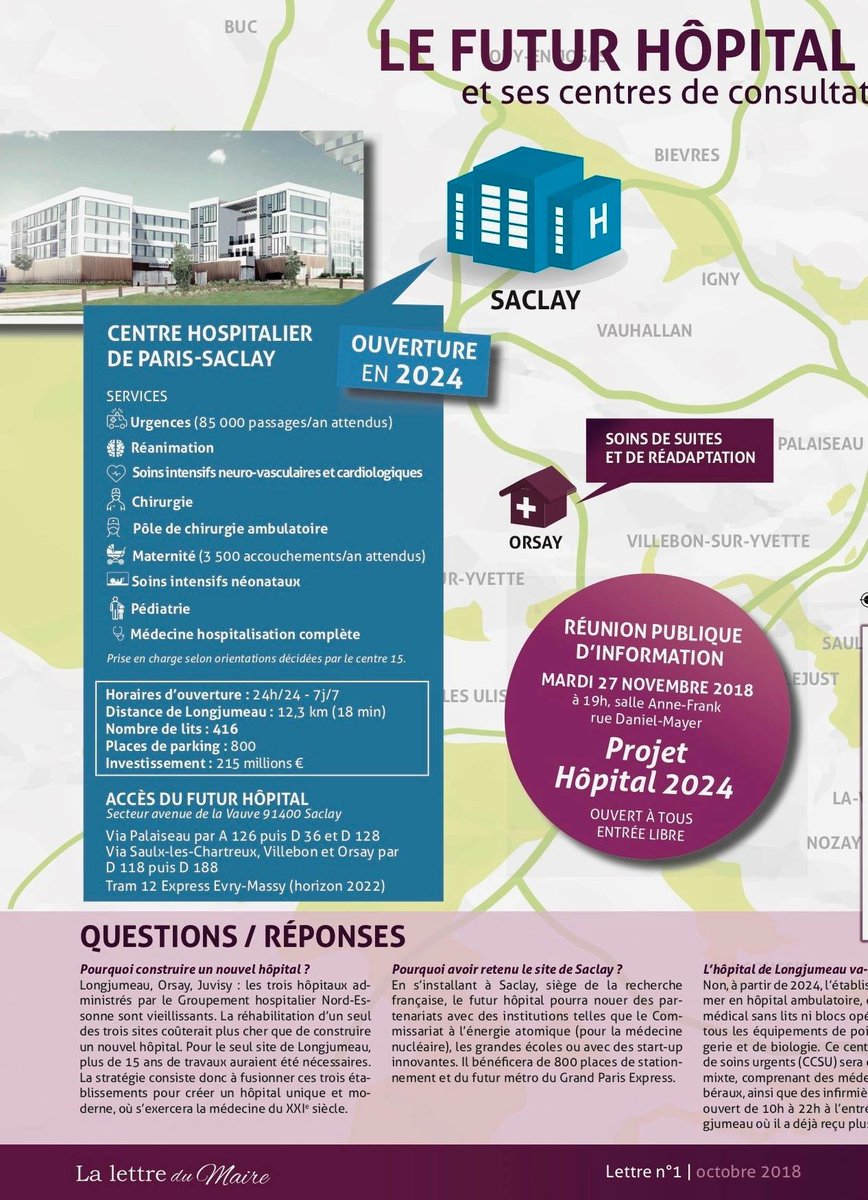 longjumeau's tweet photo. Retrouvez la lettre du maire d'octobre 2018 consacrée à #Hopital de #Longjumeau et au projet "Hôpital 2024" porté par le Groupement hospitalier #NordEssone https://t.co/LzH0zTNPnc