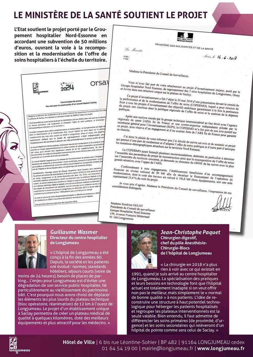 longjumeau's tweet photo. Retrouvez la lettre du maire d'octobre 2018 consacrée à #Hopital de #Longjumeau et au projet "Hôpital 2024" porté par le Groupement hospitalier #NordEssone https://t.co/LzH0zTNPnc