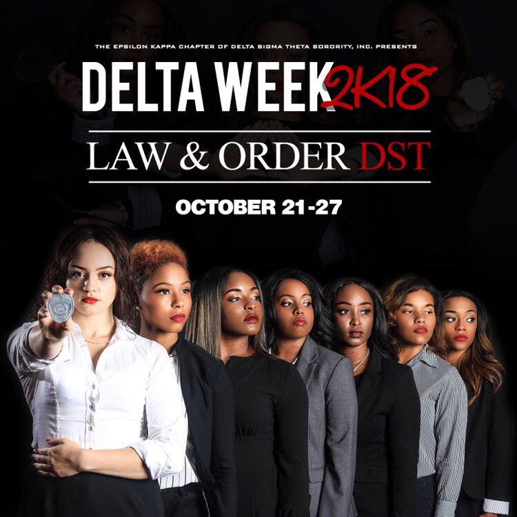 DST_EK's tweet photo. On the University of Memphis campus, yard based offenses are considered especially heinous. The divas who investigate these felonies are members of an elite squad known as the Deltas of the Epsilon Kappa chapter of Delta Sigma Theta Sorority, Inc. #LawAndOrderDST #DeltaWeek2018 https://t.co/E1VDiyzH5W