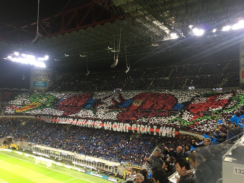 Milan Curva Sud tifo for the derby 🔴⚫️