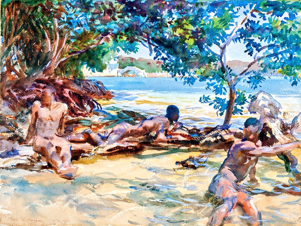 In 1917 he visited the Florida estate of a rich gay couple & arranged the workers into Arcadian images with a gay sensibility. Again, these are unprecedented pictures in Western art both in creating a same sex paradise & in choosing to do so with African-American sitters.