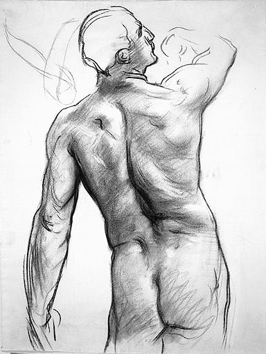 He was a superb draughtsman in depicting ‘Academies’ - traditional studies of the nude in the studio in pencil & charcoal. Here are some of his works in this area from throughout his career. In recent years such studies have enhanced his reputation in their vivacity