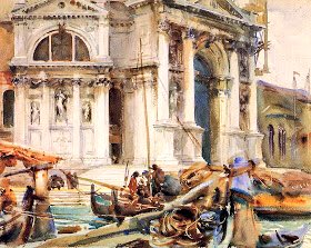 An international figure, Sargent was an inveterate traveller. It was Venice that was his favourite city & he painted it with ravishing beauty. Rio della Angelo (1902), The Bridge of Sighs (c1903-4), Santa Maria della Salute (1904) & the Piazetta (c1904)