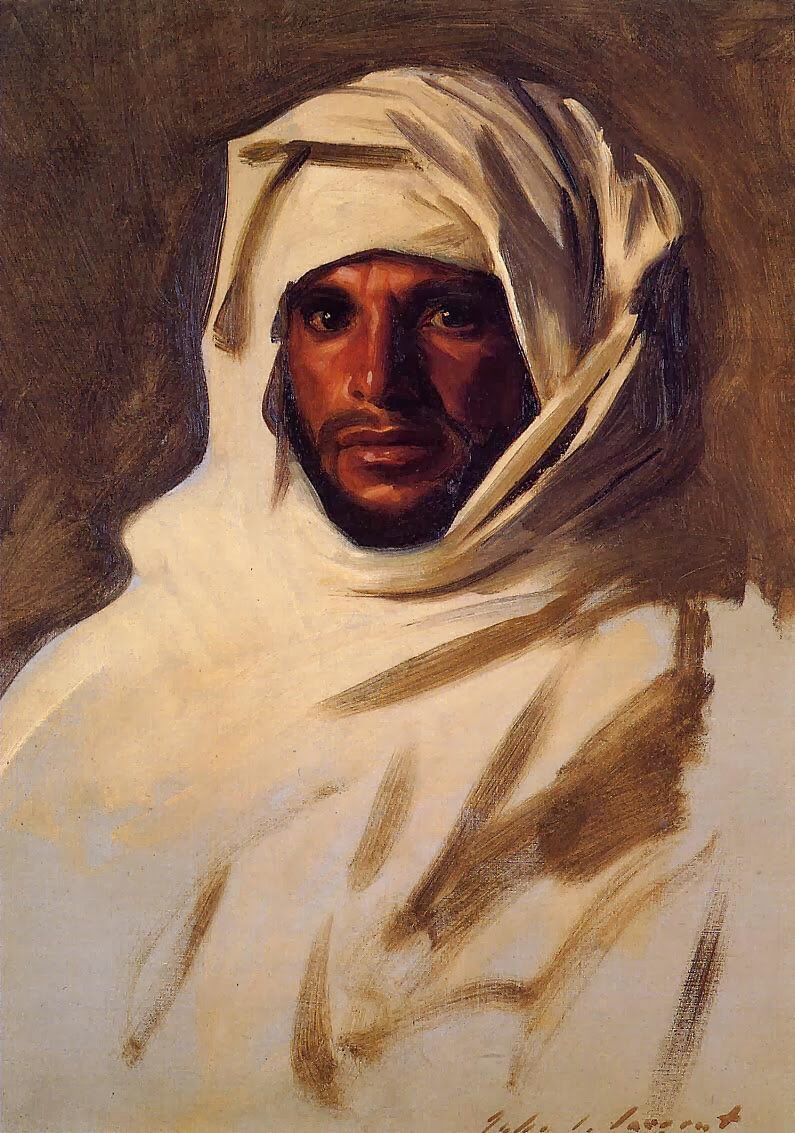 Sargent had a knack of viewing the places & people he visited with empathy, which raised them from tourist images to art. He visited Egypt (1890-1). Raising Water from the Nile, Egyptian Woman with Earrings, A Bedouin Arab & Egyptian Woman