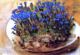 He also created a series of stunning watercolours & oil sketches of the countryside. These included his study of Blue Gentians (1905), Bed of a Glacier (1904), A Stream over Rocks (1907-8) & A Mountain Stream (1907)