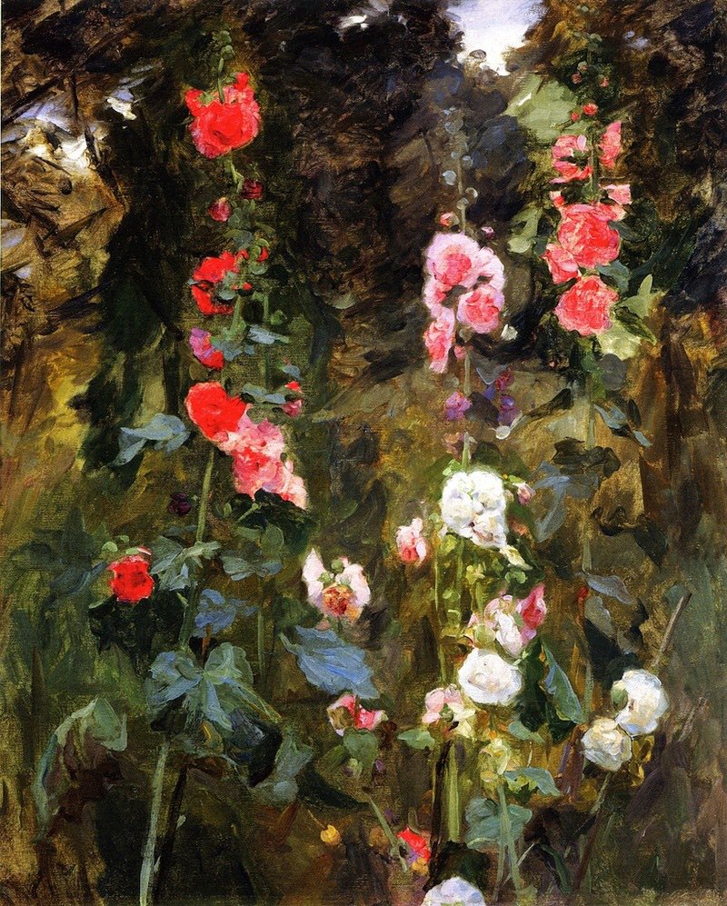 Sargent’s plant paintings take an impressionist love of colour & integrate his own dynamic & exquisite approach. Hollyhocks (1886), Pomegranates (1908) & Fig Tree (1908). His love of colour is readily apparent