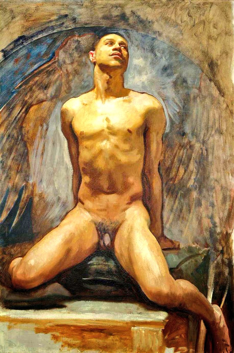 One of the key men in Sargent’s life was Thomas E McKeller. He was a bellhop in Boston when the artist found him. Sargent was one of the first to have a male muse. McKeller’s torso & face regularly appears in his work. McKeller (1917), frescoes & studies.