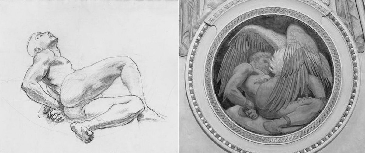One of the key men in Sargent’s life was Thomas E McKeller. He was a bellhop in Boston when the artist found him. Sargent was one of the first to have a male muse. McKeller’s torso & face regularly appears in his work. McKeller (1917), frescoes & studies.