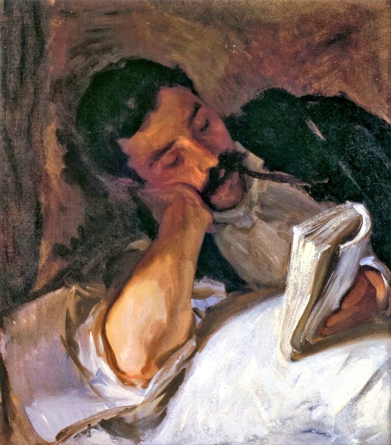 He combined a visual curiosity with a fascination with colour & light. Graveyard at Constantinople (1891), Clouds (1895), Head of A Young Man (1900) & Man Reading (c1901-7)