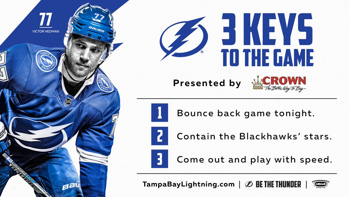 .@greglinnelli of @tblpowerplay has tonight’s 3 Keys to the Game to finish the back-to-back strong. #TBLvsCHI https://t.co/ChCgmPCCDO