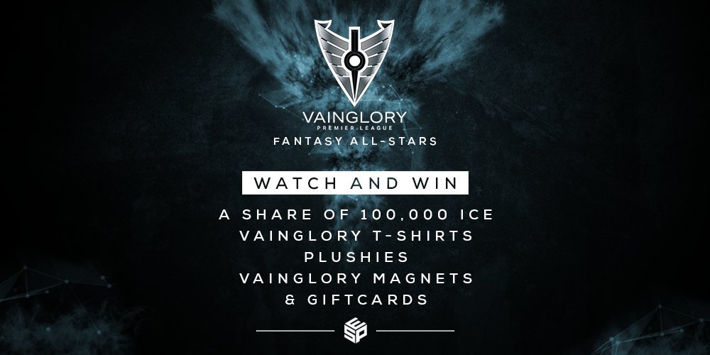 vaingloryesport's tweet photo. Enter to win a $100 gift card and Vainglory merchandise bundle (shirt, plush, tote bag, stickers) to celebrate #VPL Fantasy All-Stars!

1. Watch live: https://t.co/nlipwqSIRW
2. Pre-register at https://t.co/TBxUui4KKA
3. Click for more ways to win: https://t.co/Y380tgS3Og https://t.co/750yVGxlRa