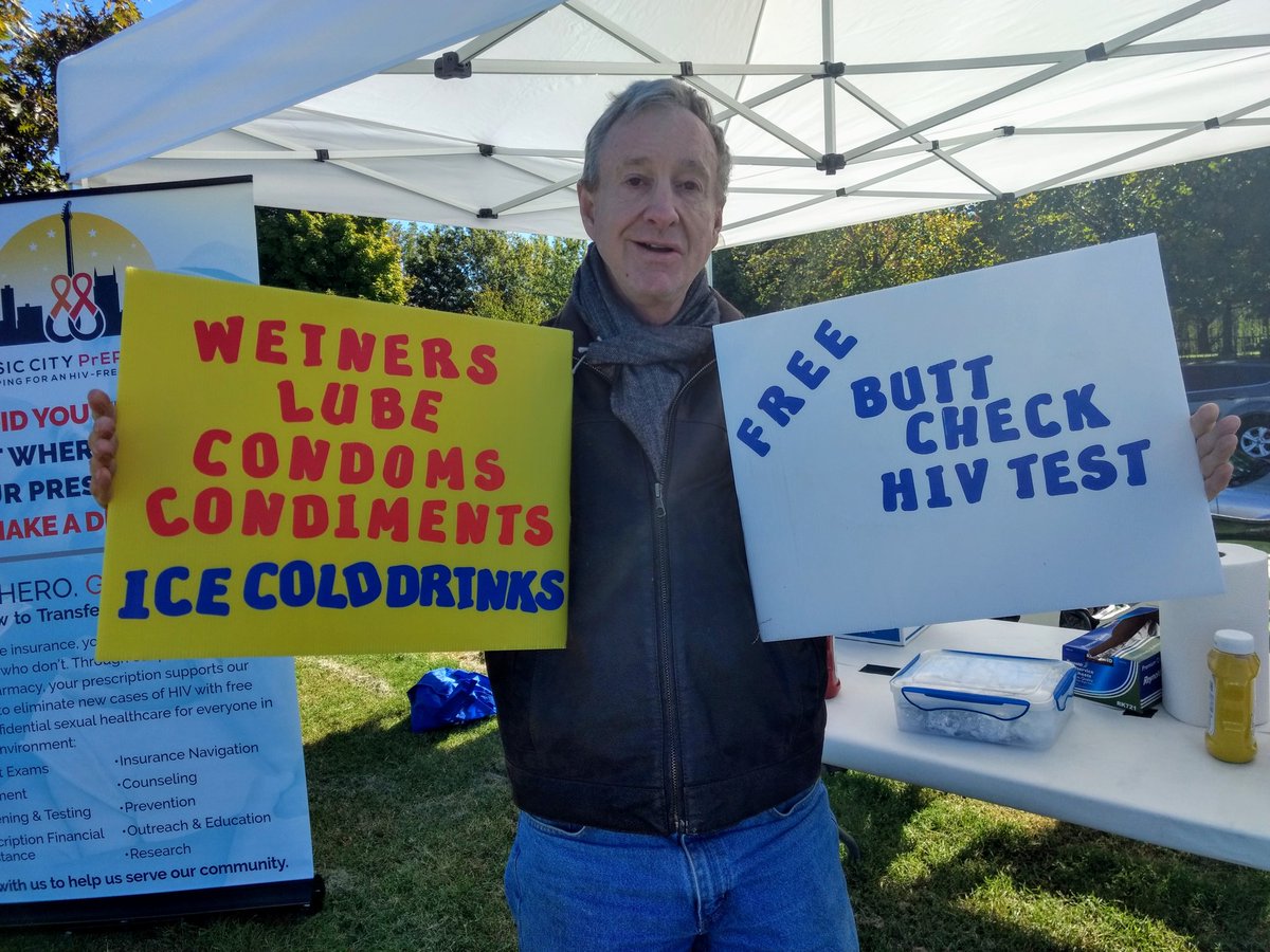 Weiners &amp; Lube hospitality tent at #HotMess Kickball. Getting lucky? Get Tested! #GetOnPrEP #FillWithUs