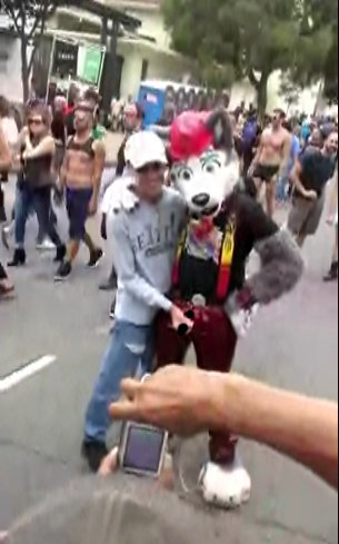 TruthPatch's tweet image. Patrick apparently loves to put himself on display and be handled by others in public at pride events where people of all ages pass by him. Here are some of the examples from a video. Request video location in DM if you want it for validation. Not so stellar is he...