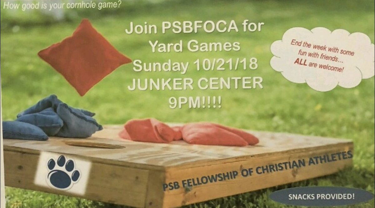 End your week with some cornhole and other fun yard games 9pm today @ Junker Center!!!😆