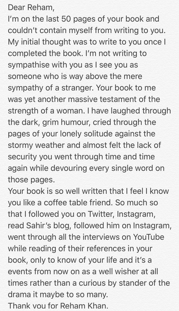 karishma10in's tweet photo. @RehamKhan1 couldn’t think of a better platform to convey my thoughts on your book to you. Thank you for sharing your story. https://t.co/ijL941fUyU