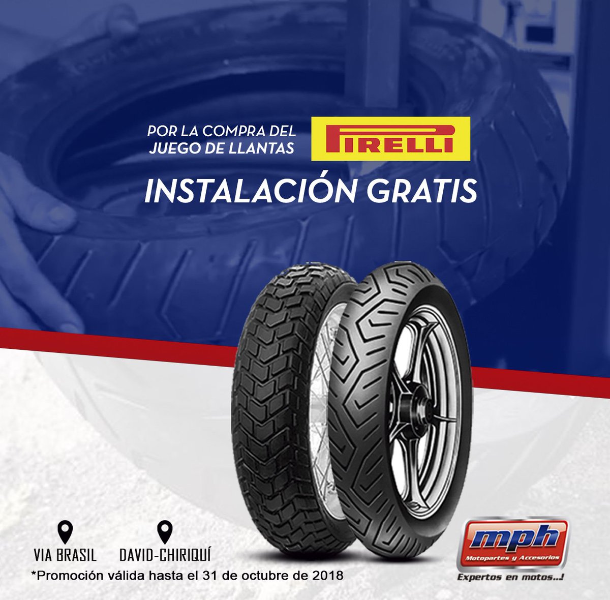 MPH_Motopartes's tweet photo. Aún estás a tiempo de venir hoy mismo a cambiar las llantas de tu moto.
Con la compra del juego de llantas, la instalación es totalmente GRATIS!.
.
.
.
#LlantasPirelli #PromocionMPH #LLantasMotos #accesoriosMotos #TallerMPH #TallerMultimarca https://t.co/yRFh788JTn