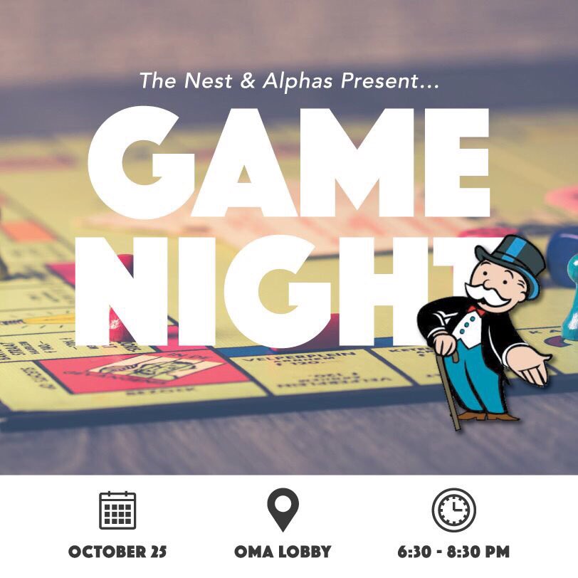 KU_Alphas's tweet image. Join us and the Nest for Game Night! We’ll have Popeyes Chicken, life-sized Jenga, Uno, Spades, and more. The event will be October 25th in the OMA lobby from 6:30p-8:30p. We look forward to seeing you there! #YouHadMeAtPopeyes #Upsilon #AlphaPhiAlpha