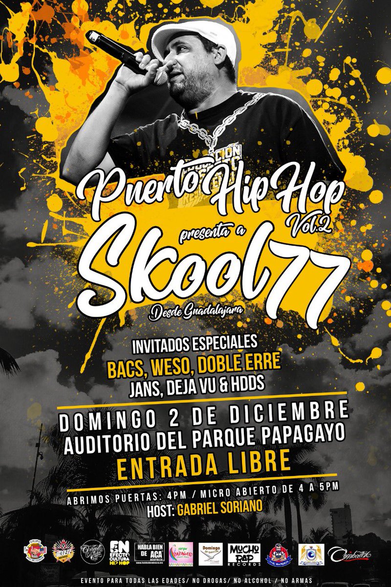 CombativoMedia's tweet photo. 🚨ATENCIÓN🚨

Puerto Hip Hop presenta en su segunda edición a @skoolmanuva en #Acapulco 

¡Entrada Libre! 

:: 2 de Diciembre ::

#Skool77 https://t.co/CAnN6hQgMn