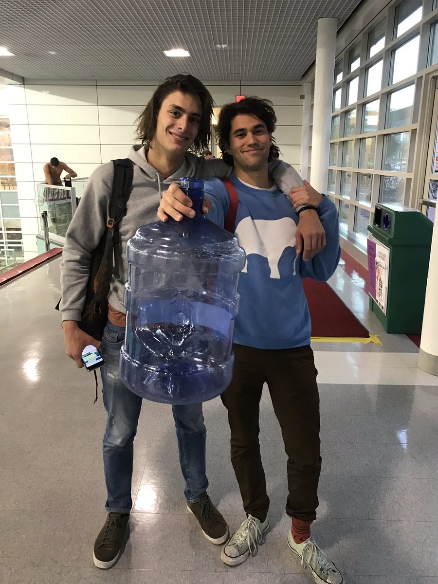 TUWaterPolo's tweet photo. Goalie Gian Marco E’21 and Captain Jonas Procton E’19 holding their trophy for the Bo’s 5th place finish and 14-3 win against @YaleWaterPolo https://t.co/qcB6MEVnpi