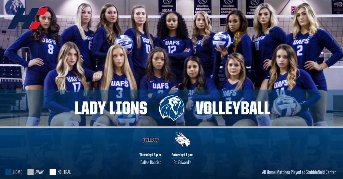 UAFSSports's tweet photo. The Lady Lions volleyball team will finish its regular-season home schedule this week when it hosts Dallas Baptist at 6 p.m. on Thursday and St. Edward's at 1 p.m. on Saturday. #ChasingSeven https://t.co/Ik2NfCJgeS