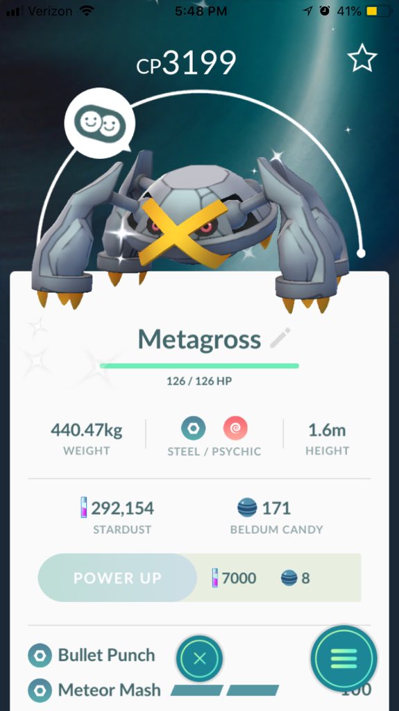 PurplePIatypus's tweet photo. Had a really good #PokemonGOCommunityDay today only 4 shinies but I just love this shiny so much #Beldum #Metang #Metagross #Pokemon #PokemonGO https://t.co/g6i9TmobfC