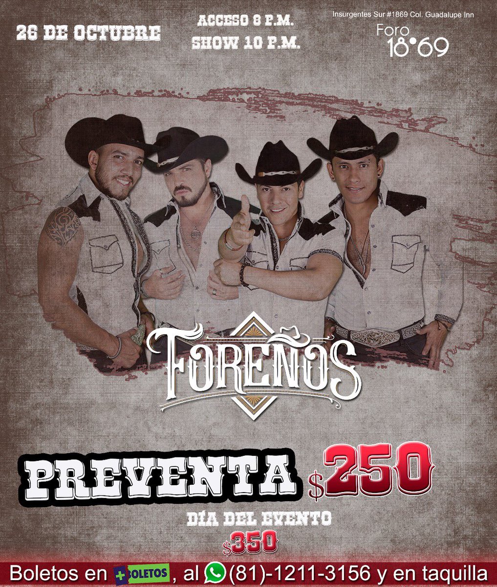 Chicksito's tweet photo. 🤠 GRACIAS Y MÁS GRACIAS‼️

Se están acabando los BOLETOS para este concierto con MÚSICOS EN VIVO🎸🎺🎹🥁🎼

Te cantaremos de cachetito ASÍ QUE  VEN 📲81-1211-3156 y en taquilla del @Foro1869 

#DejandoHuella 🔥 #FelizDomingo https://t.co/kNiFTMpPgE