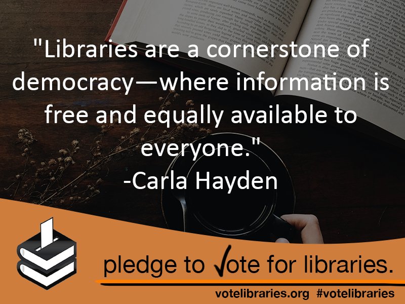 PSLA_News's tweet image. &quot;Libraries are a cornerstone of democracy&quot;. Pledge to vote for libraries! #votelibraries @everylibrary
