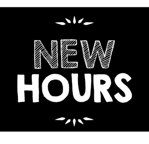 Temporary new hours! 
Sun- closed 
Monday- closed 
Tuesday- 4PM-9PM
Wednesday- 4PM-9PM
Thursday- 4PM-9PM
Friday- 4PM-10PM
Saturday- 4PM-10PM