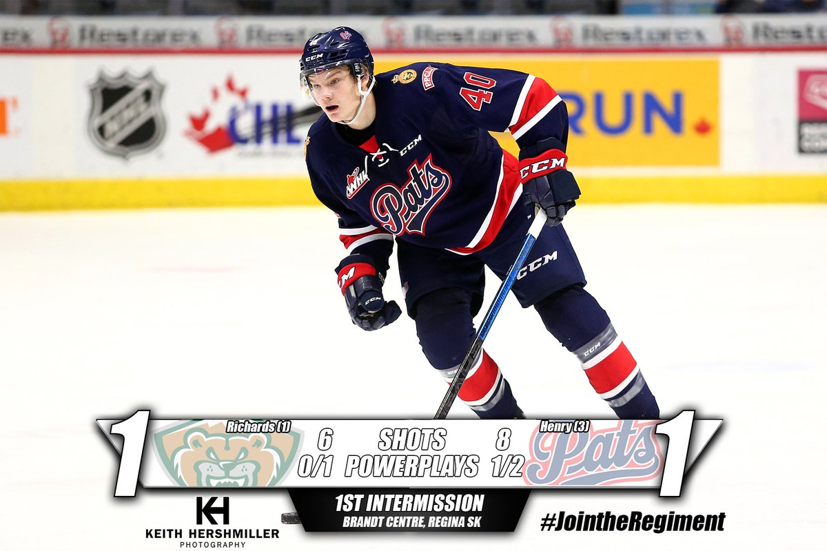 WHLPats's tweet photo. 1-1 tie after 20 minutes here at the Brandt Centre! 

#JoinTheRegiment https://t.co/xaq3ZvM8Qe