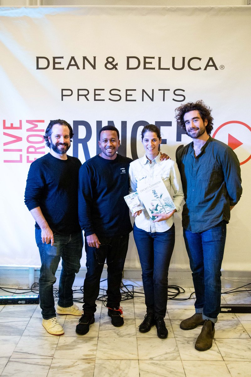 DeanAndDeLuca's tweet photo. Couldn't make it to the most recent @Prince_Street_ podcast taped in our SoHo store? Not to worry, you can listen to @howiekahn_ talk with @SeekFood's Robyn Shapiro and chefs @GabeKennedy &amp; Malcolm Livingston about the cricket protein revolution here: https://t.co/yMEv0FqgiK https://t.co/n6n0IRGdUU