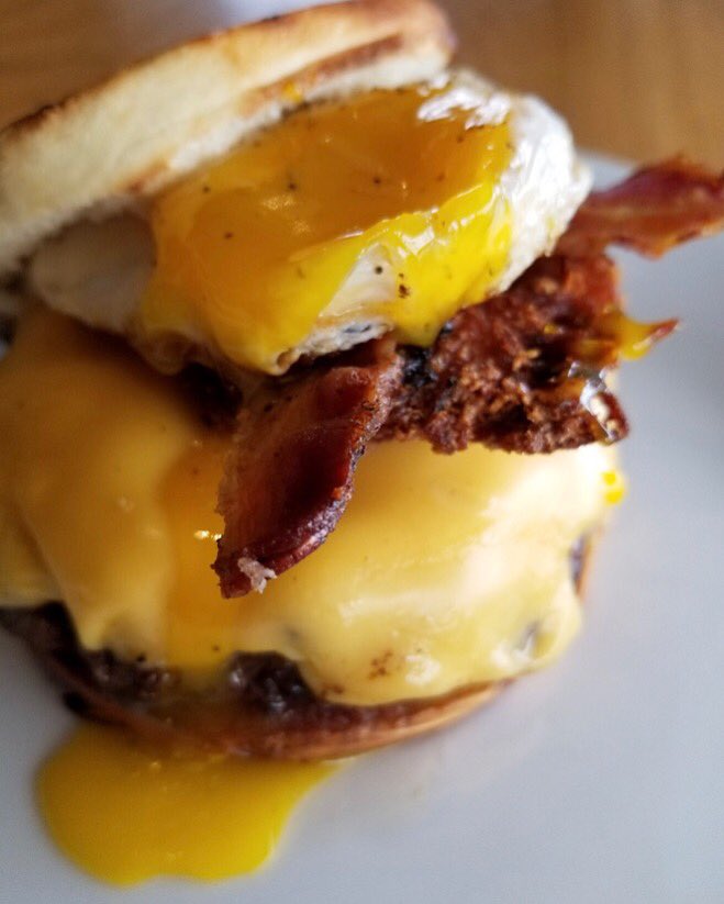 bluecollarmiami's tweet photo. BC Burger π add Cheese π§, Bacon π₯, Egg π³ and a Latke π₯! #burgerporn #bcburger #cantstopwontstop https://t.co/Y6UPvyLUqx