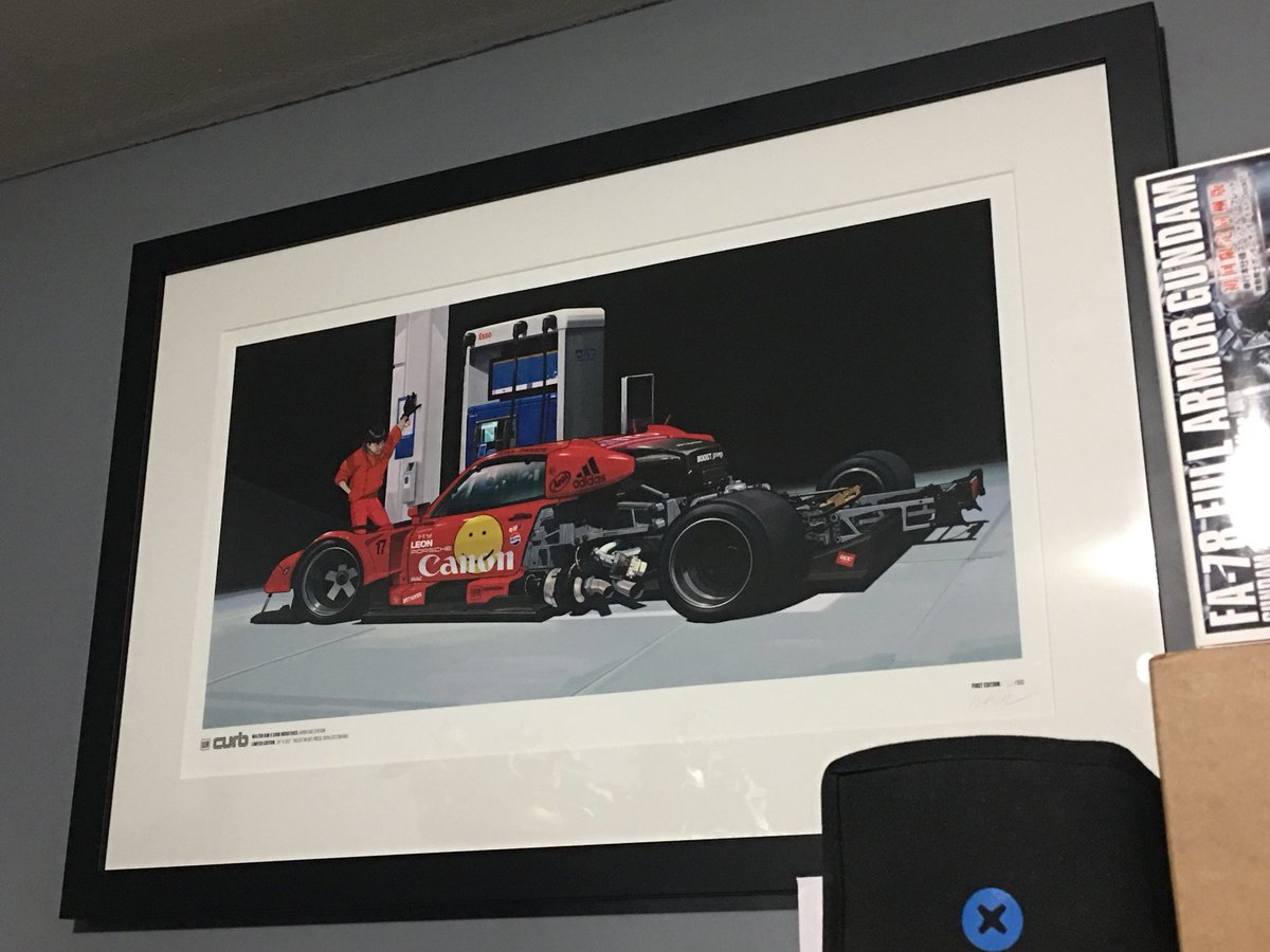 AP_MAQUINA's tweet photo. finally hung this bad boy up. never bought an art print before. #akira #Walterkim #art #thecurbshop #porsche https://t.co/8zUODWDhdj