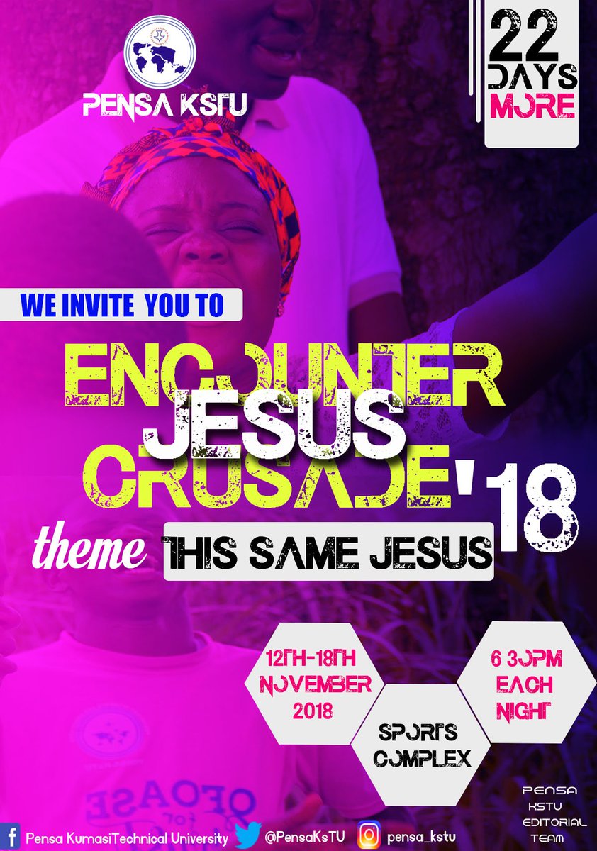 PensaKsTU's tweet photo. Join us for this #ENCOUNTER with the Lord
@KstuSrc @pensaghana1 @pensa_UG @pensa_atu @PENSAKNUST1 https://t.co/G1tbX5F1vW