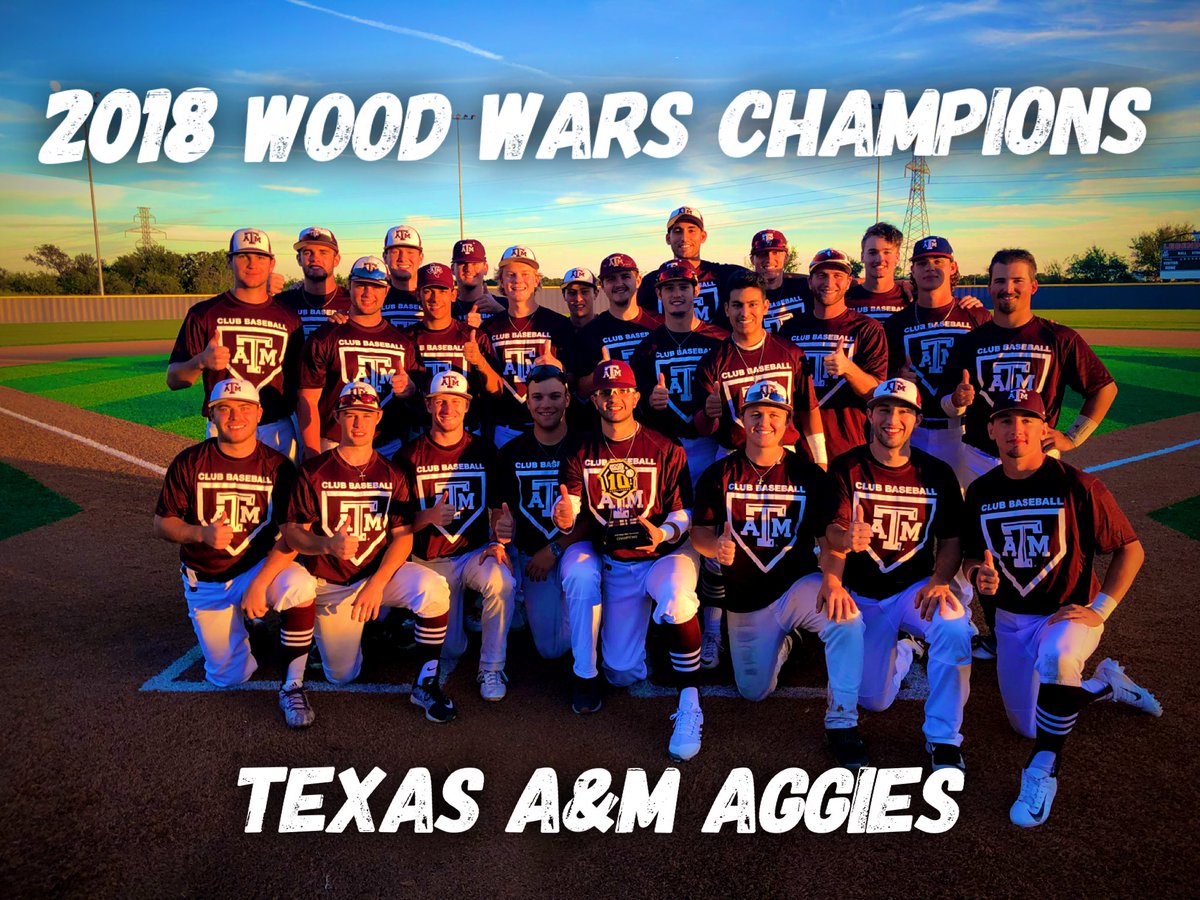 Congratulations to the 2018 <a href="/Wood_Wars/">Wood Wars</a> Champions, the Texas A&amp;M Aggies (<a href="/AgsClubBaseball/">Texas A&M Club Baseball</a>)! The Aggies take home their 5th <a href="/Wood_Wars/">Wood Wars</a> title overall and their first since 2012 after defeating an outstanding UTSA club (<a href="/UTSA_ClubBB/">UTSA Club Baseball</a>). <a href="/The_NCBA/">ken</a>