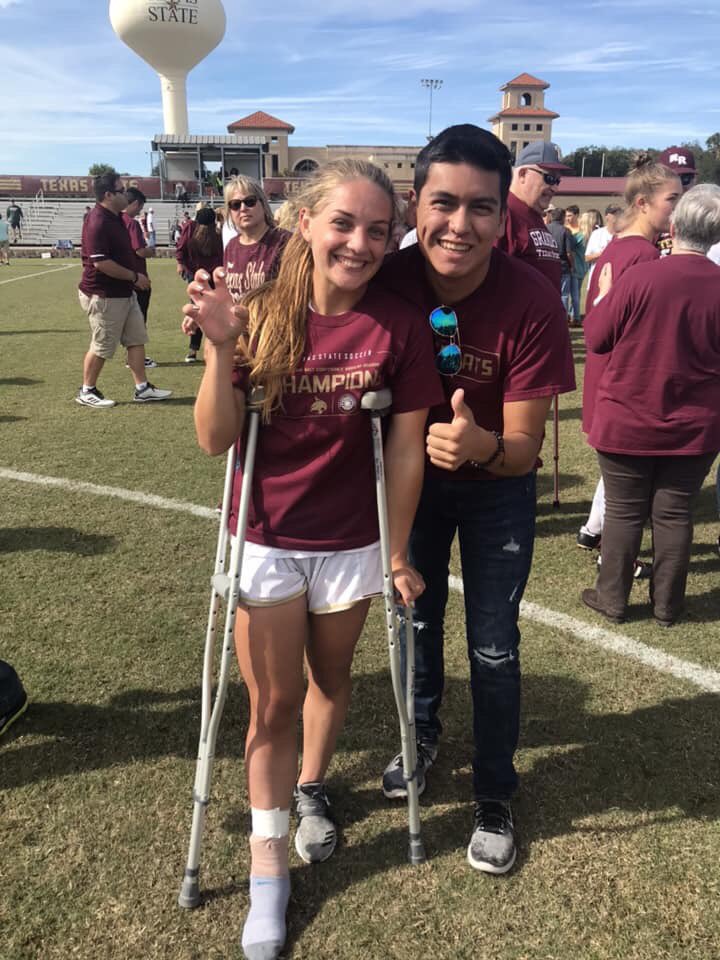 Mrscoach_cossey's tweet photo. Kayla and Max HHS alumni. Tx State Women’s Soccer Champs! #hhsalum #hawkyeah Kayla Geren did amazing! Praying for the rolled ankle. Way to go! We are proud! @HHS_hawknation @HawkNationHHS https://t.co/jsam8HiFGc