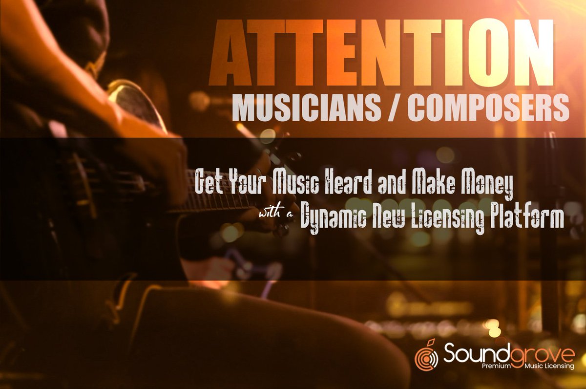 Looking for a new site to showcase your music? We need the best artists/composers for our launch of our new licensing community. We would love to hear from you! soundgrove.net