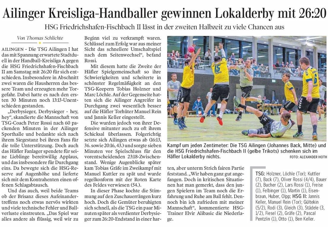 HSG_FF's tweet photo. Schade, dass es für Herren II im Lokalderby bei der #tsgailingen nicht zu mehr gereicht hat. Und so berichtet @Schlichte_Info heute für die @SZ_FN darüber. #handball #hsgff https://t.co/qihfOWyzWK