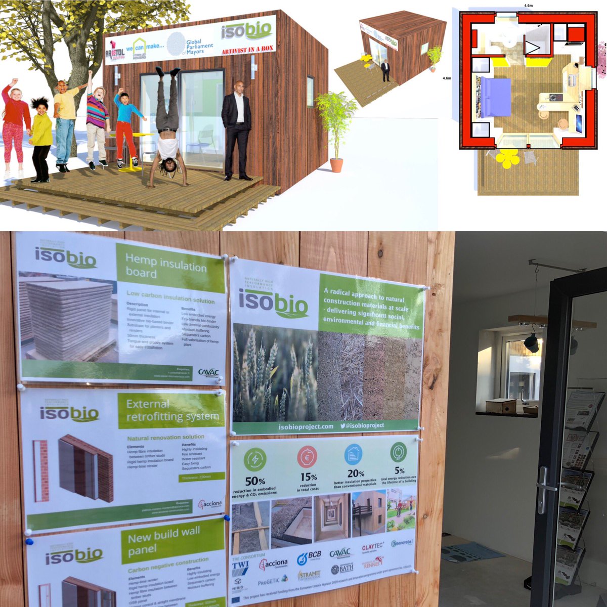 TweetEco's tweet photo. #preFAB response to @isobioproject at the @bristol_hf! We’ve had over 2k people see how we can build 🏡 from #biobased 🌾#renewablematerials. Post Festival we move it 🏗 to a children’s home for a young adult to live &amp; learn independent life skills. https://t.co/qnc7MGnPEk #H2020 https://t.co/tYVczEVf4e