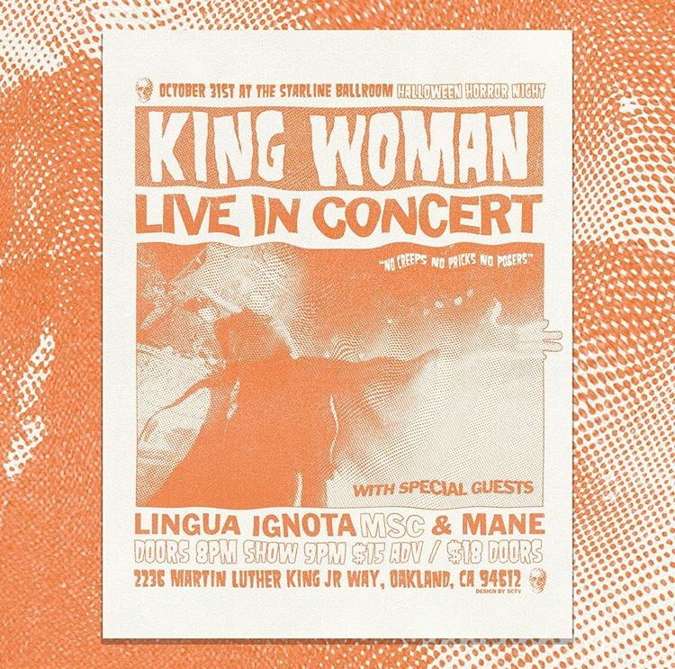 💀🔸 ATTN: spend #Halloween w/ us and KING WOMAN live at the <a href="/StarlineSC/">Starline Social Club</a> + special guests Lingua Ignota, MSC, and Mane 🔸 10/31 Show @ 9p 💀 flyer + ticket link —> bit.ly/2DfTr9q #oaklandevent