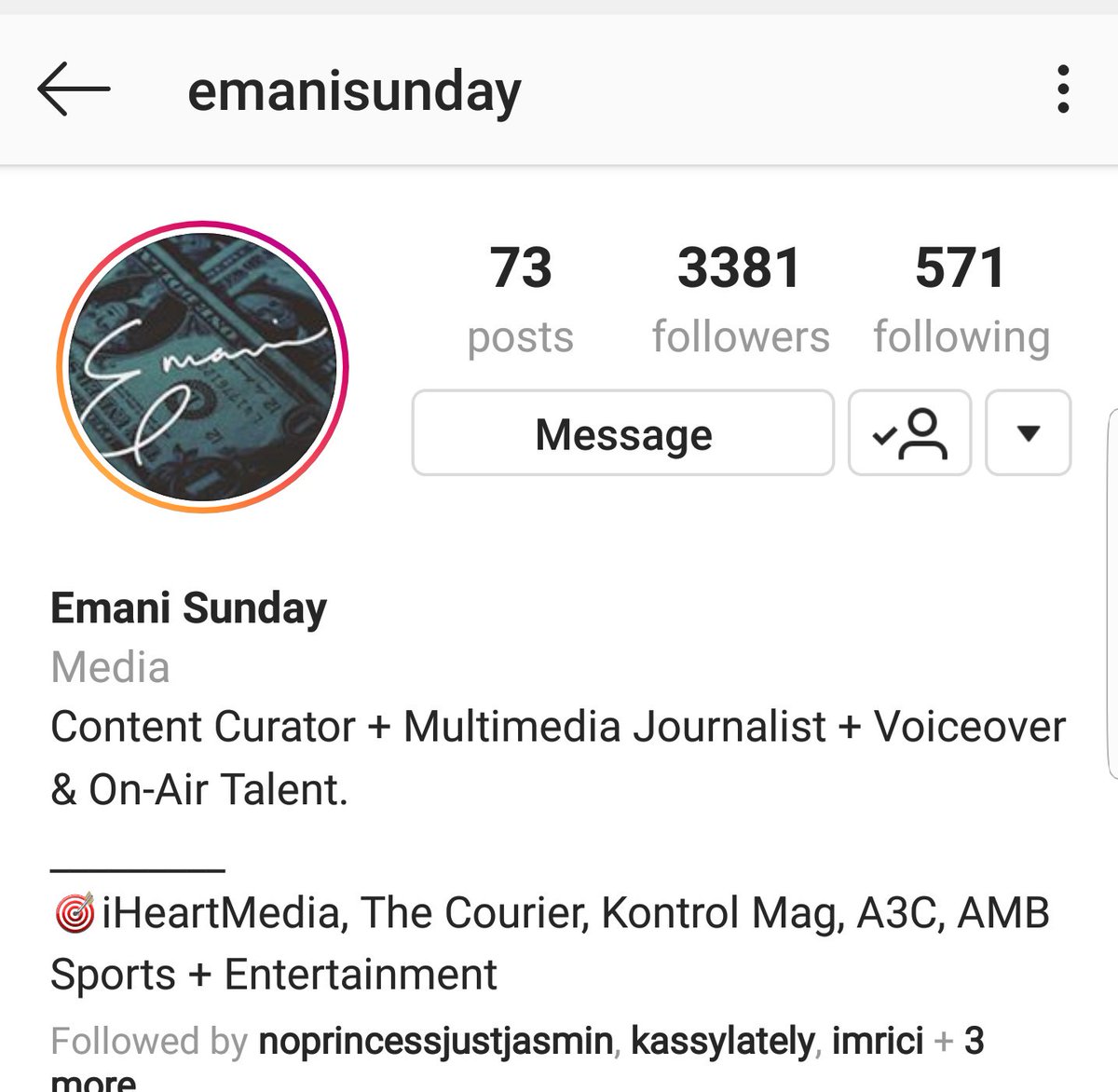 Emani SundayIG: emanisundayMediaContent CreatorMultimedia journalist