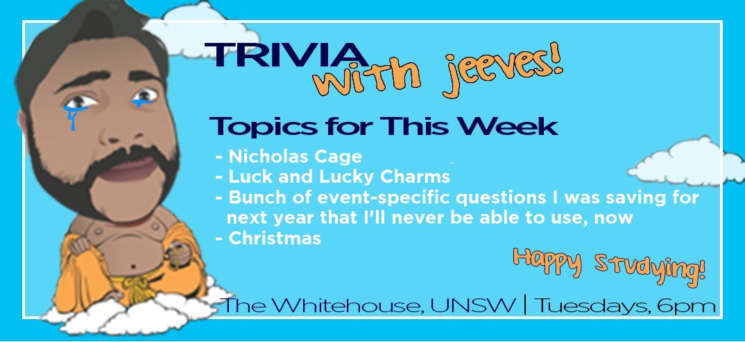 jeevesverma's tweet image. It is with heavy heart that im announcing the Whitehouse will no longer be hosting Trivia 😭 We've given away too many jugs of beer, and too many cash jackpots! Join us for our final trivia night - dress up in something Halloweeny as we say farewell to trivia forever.