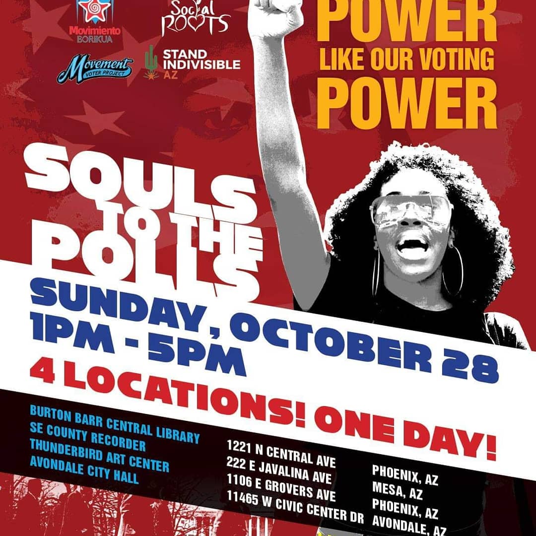 ReginaldDWalton's tweet image. Listen up Maricopa County! 4 voting locations for you on Sunday Oct. 28! #SoulstothePollsAZ #AZVote #Tomorrowwevote #EarlyVoting