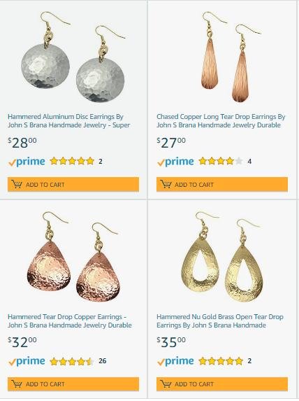 Fashion-foward Handmade Earrings by jewelry artist John S. Brana featured on Handmade at Amazon amazon.com/stores/page/F5… #BranaJewelry #handcraftedearrings #Jewelry #HandmadeAtAmazon