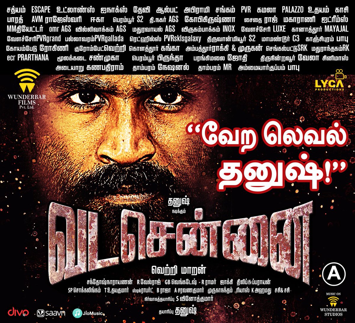 Wunderbar Films (@wunderbarfilms) on Twitter photo #வடசென்னை - வெற்றிநடை போடுகிறது 🙂
<a href="/dhanushkraja/">Dhanush</a> @VetriMaaran <a href="/Music_Santhosh/">Santhosh Narayanan</a> <a href="/aishu_dil/">aishwarya rajesh</a> <a href="/andrea_jeremiah/">Andrea Jeremiah</a> <a href="/thondankani/">P.samuthirakani</a> <a href="/vinod_offl/">Vinod Kumar</a> <a href="/LycaProductions/">Lyca Productions</a> <a href="/divomovies/">Divo</a> <a href="/RIAZtheboss/">RIAZ K AHMED</a> #VadaChennai #வடசென்னை - வெற்றிநடை போடுகிறது 🙂
<a href="/dhanushkraja/">Dhanush</a> @VetriMaaran <a href="/Music_Santhosh/">Santhosh Narayanan</a> <a href="/aishu_dil/">aishwarya rajesh</a> <a href="/andrea_jeremiah/">Andrea Jeremiah</a> <a href="/thondankani/">P.samuthirakani</a> <a href="/vinod_offl/">Vinod Kumar</a> <a href="/LycaProductions/">Lyca Productions</a> <a href="/divomovies/">Divo</a> <a href="/RIAZtheboss/">RIAZ K AHMED</a> #VadaChennai