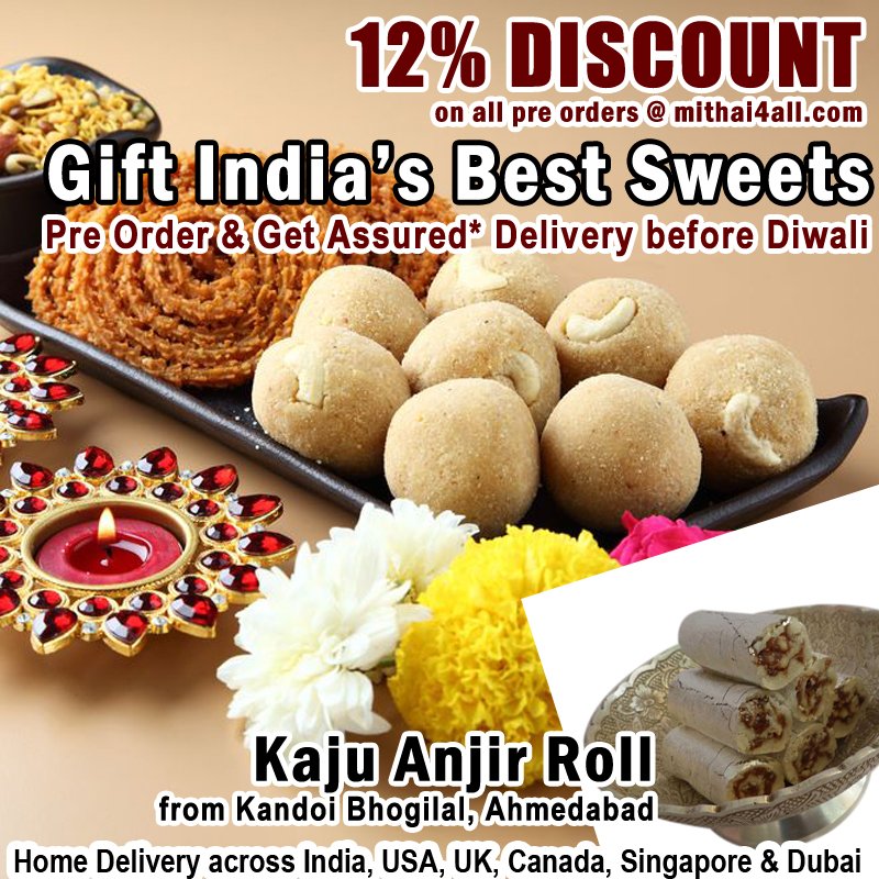 mithai4all's tweet photo. Don't keep your order till the end as you may not get it in time.

Pre order your Diwali Sweets now and get the assured* delivery just before Diwali.

Order Kaju anjir roll from Kandoi bhogilal online https://t.co/TwGSCYfRS9 

12% Discount on all pre orders above Rs. 1200/- https://t.co/xGHGnkNRGF