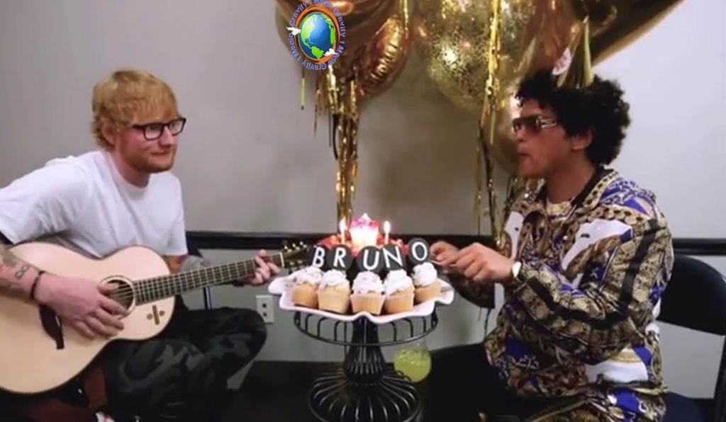 Ed Sheeran Sings Bruno Mars a HAPPY BIRTHDAY!   